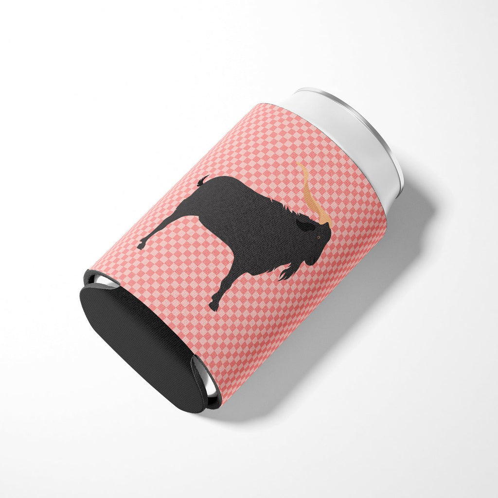 Verata Goat Pink Check Can or Bottle Hugger Cooler Sleeve for Standard 12 oz Cans, Insulated Foam Beer & Soda Can Hugger Reusable