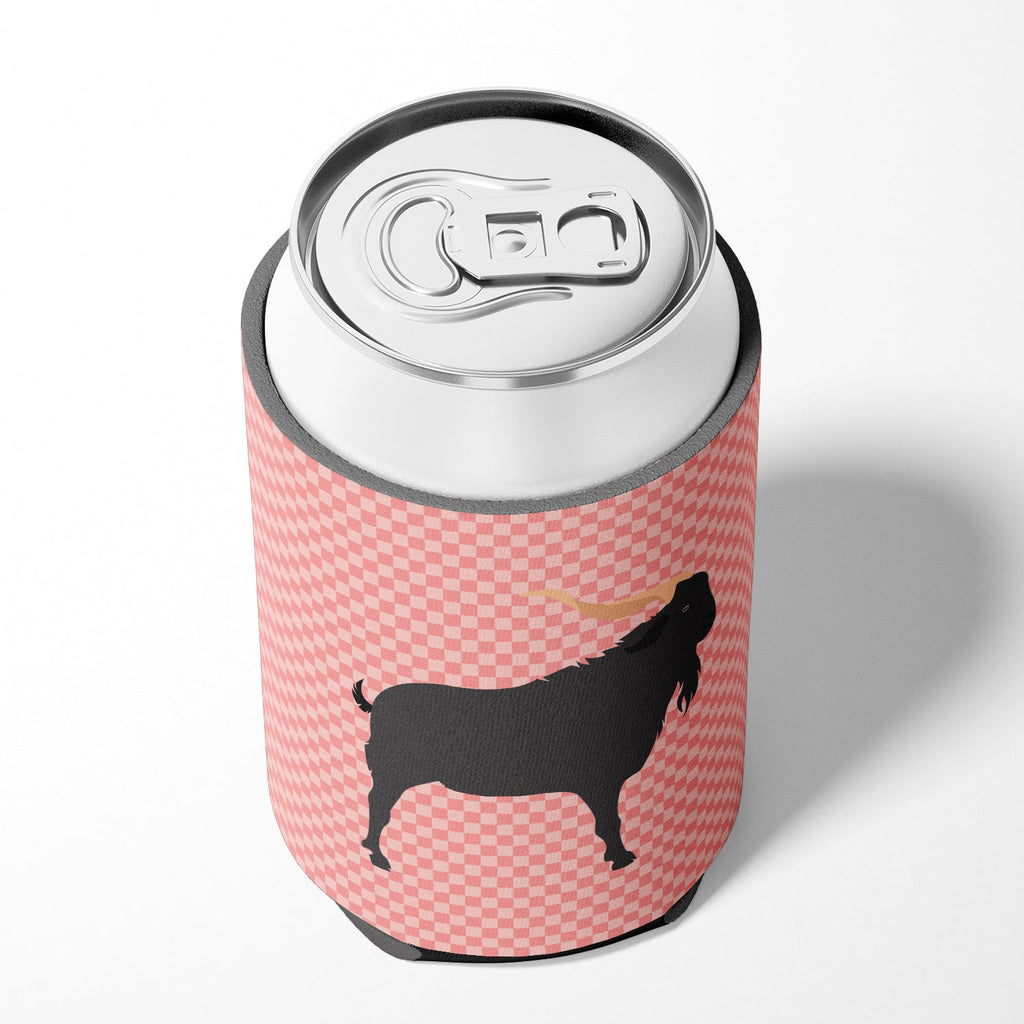 Verata Goat Pink Check Can or Bottle Hugger Cooler Sleeve for Standard 12 oz Cans, Insulated Foam Beer & Soda Can Hugger Reusable