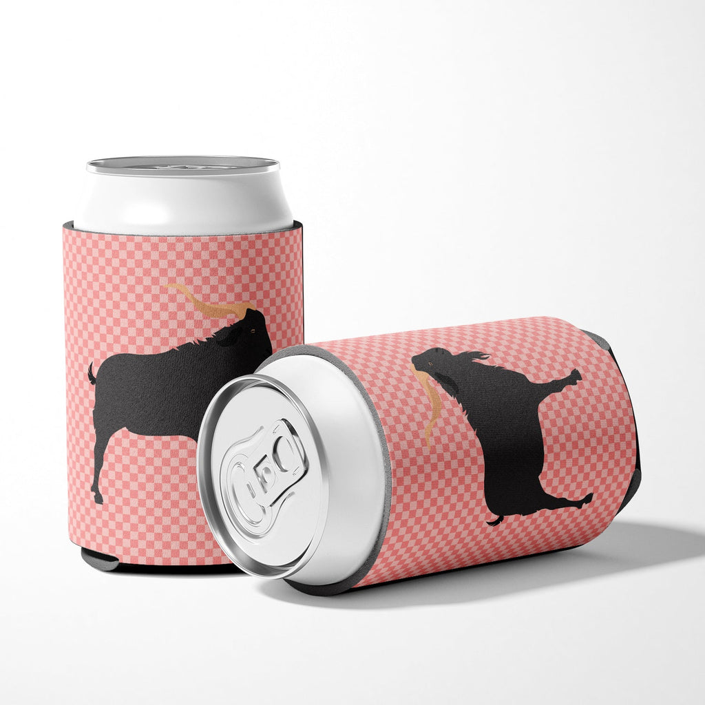 Verata Goat Pink Check Can or Bottle Hugger Cooler Sleeve for Standard 12 oz Cans, Insulated Foam Beer & Soda Can Hugger Reusable