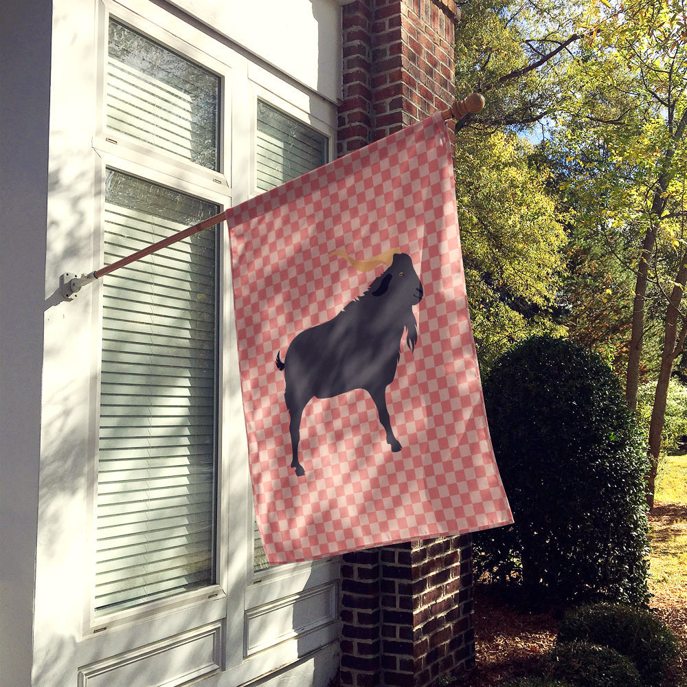 Verata Goat Pink Check House Flag 28x40 Porch Sleeve Pole Decorative Outside Yard Banner Artwork Wall Hanging, Polyester