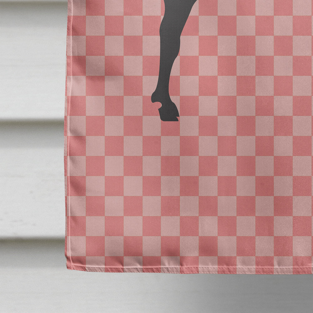 Verata Goat Pink Check House Flag 28x40 Porch Sleeve Pole Decorative Outside Yard Banner Artwork Wall Hanging, Polyester