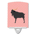 Verata Goat Pink Check Ceramic Night Light Compact, UL-Certified, Ideal for Bedroom, Bathroom, Nursery, Hallway, Kitchen, 6x4x3, Multicolor