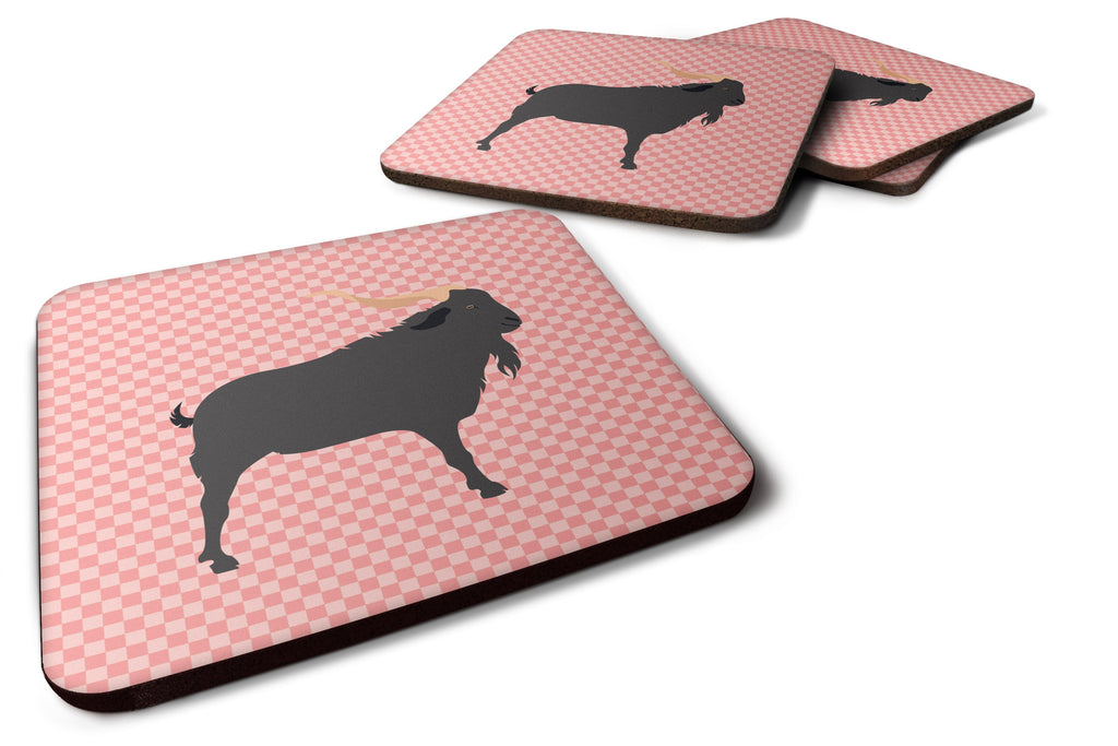 Verata Goat Pink Check Foam Coasters Set of 4 Cup Coasters for Indoor Outdoor, Tabletop Protection, Anti Slip, Mouse pad Material