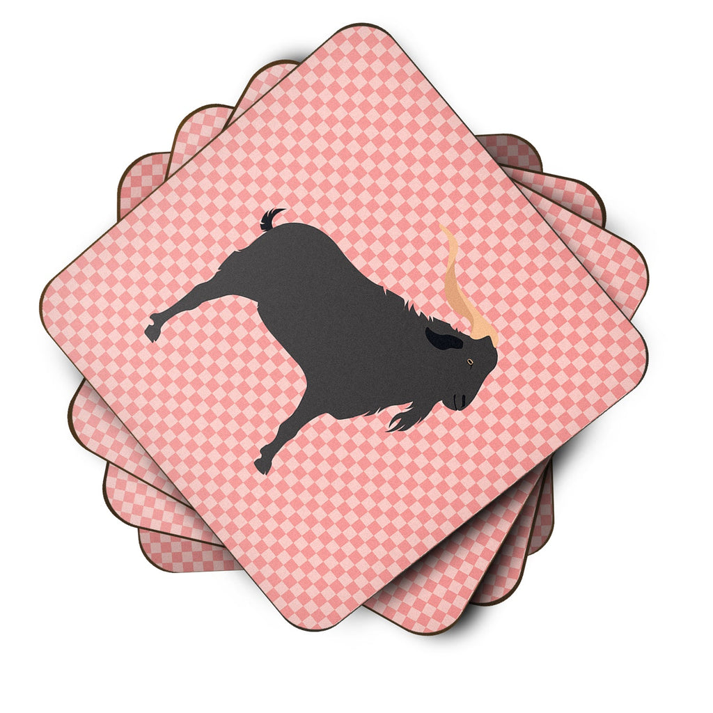 Verata Goat Pink Check Foam Coasters Set of 4 Cup Coasters for Indoor Outdoor, Tabletop Protection, Anti Slip, Mouse pad Material