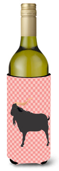 Verata Goat Pink Check Wine Bottle Hugger Gift Sleeve for Standard 750 ml Bottles, Insulated Reusable Also Fits Mini Shot & Pint Bottles