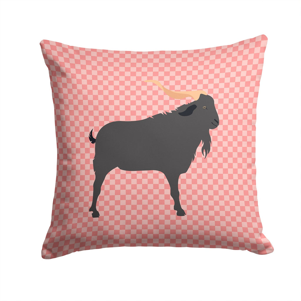 Verata Goat Pink Check Decorative Throw Pillow 14x14 Indoor Outdoor Accent Cushion, Fabric Cover with Insert for Sofa, Bed, Porch & Living Room
