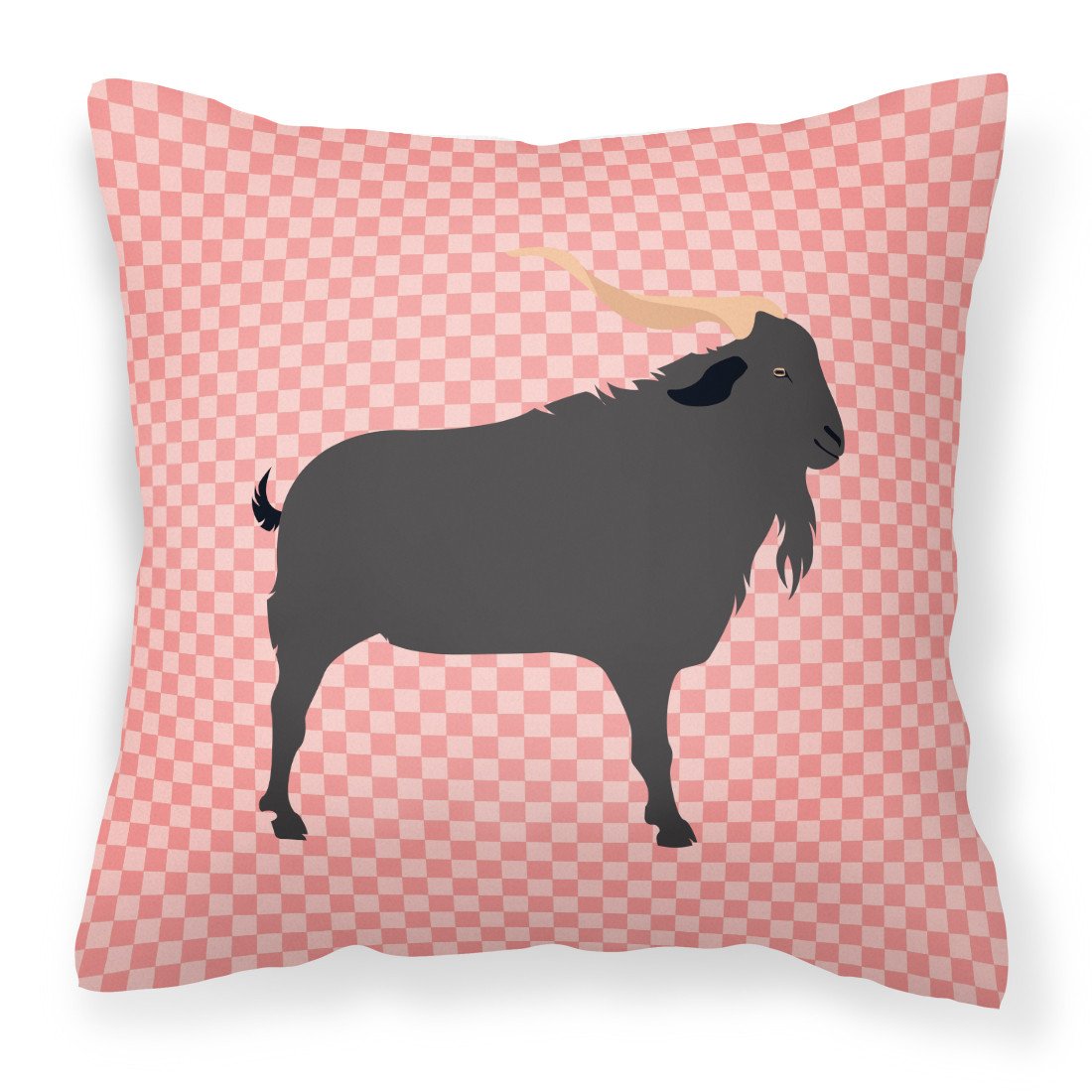 Verata Goat Pink Check Decorative Throw Pillow 18x18 Indoor Outdoor Accent Cushion, Fabric Cover with Insert for Sofa, Bed, Porch & Living Room