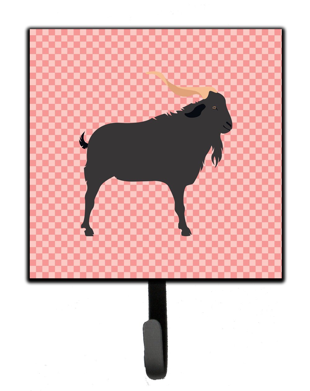 Verata Goat Pink Check Leash or Key Holder Wall Hooks, Key Hooks Holder, Coat Rack Wall Mount, Coat Hooks, Hooks for Hanging Keys, Towels, Aprons, Leashes