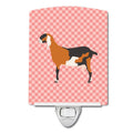 Anglo-nubian Nubian Goat Pink Check Ceramic Night Light Compact, UL-Certified, Ideal for Bedroom, Bathroom, Nursery, Hallway, Kitchen, 6x4x3, Multicolor
