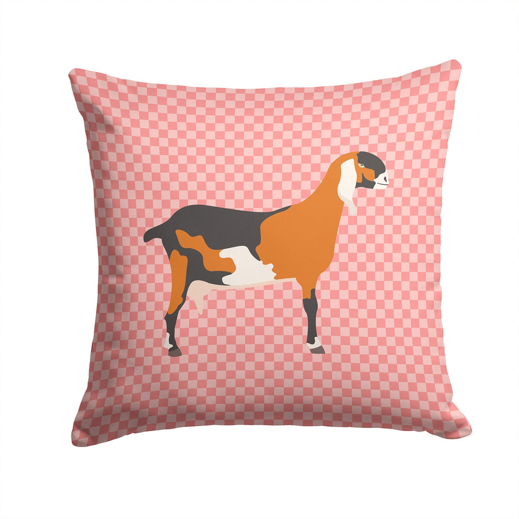 Anglo-nubian Nubian Goat Pink Check Decorative Throw Pillow 14x14 Indoor Outdoor Accent Cushion, Fabric Cover with Insert for Sofa, Bed, Porch & Living Room