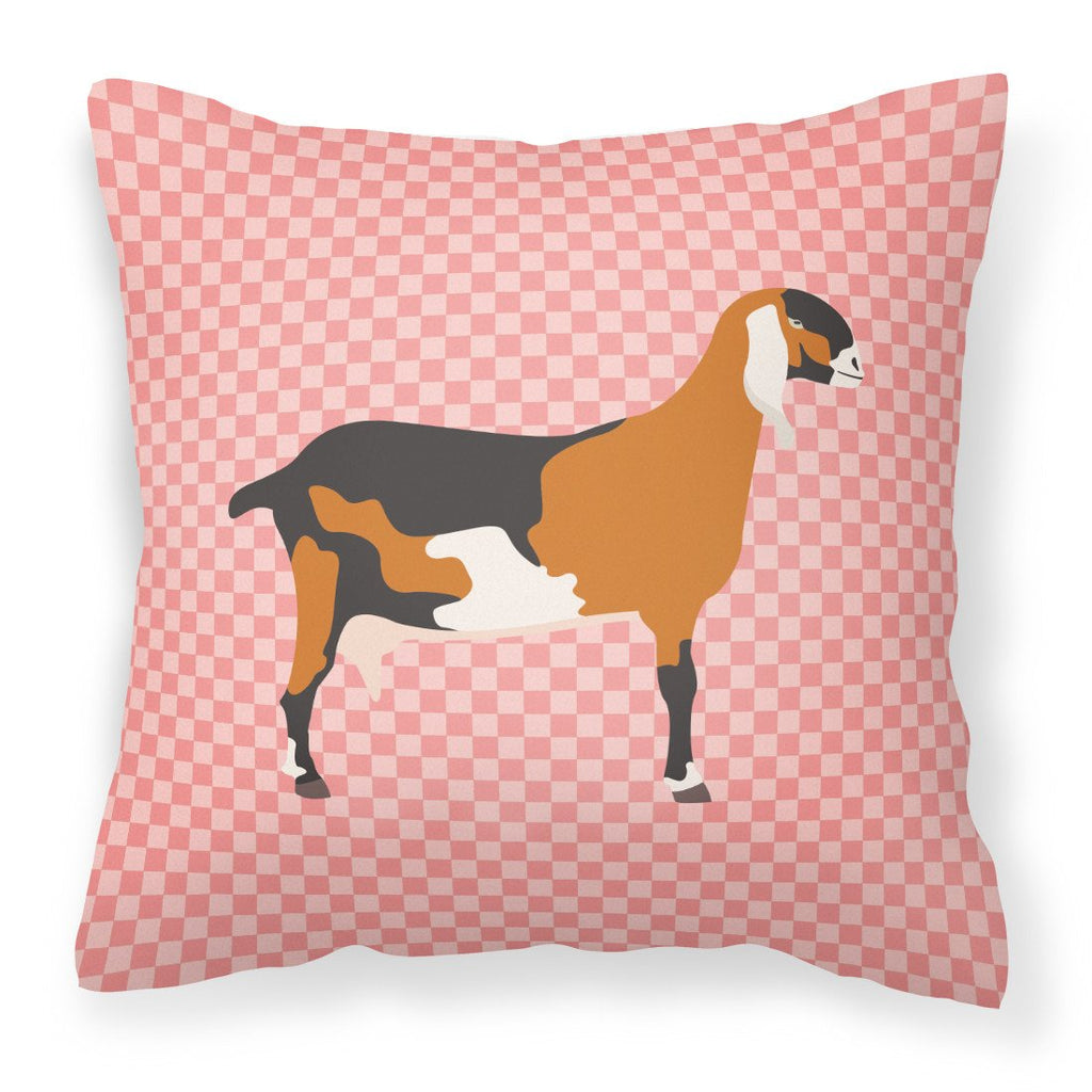 Anglo-nubian Nubian Goat Pink Check Decorative Throw Pillow 18x18 Indoor Outdoor Accent Cushion, Fabric Cover with Insert for Sofa, Bed, Porch & Living Room