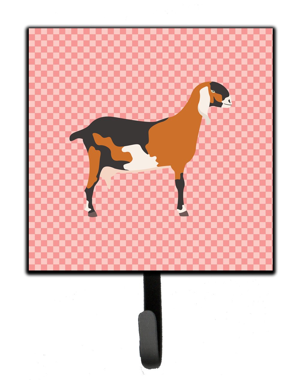Anglo-nubian Nubian Goat Pink Check Leash or Key Holder Wall Hooks, Key Hooks Holder, Coat Rack Wall Mount, Coat Hooks, Hooks for Hanging Keys, Towels, Aprons, Leashes