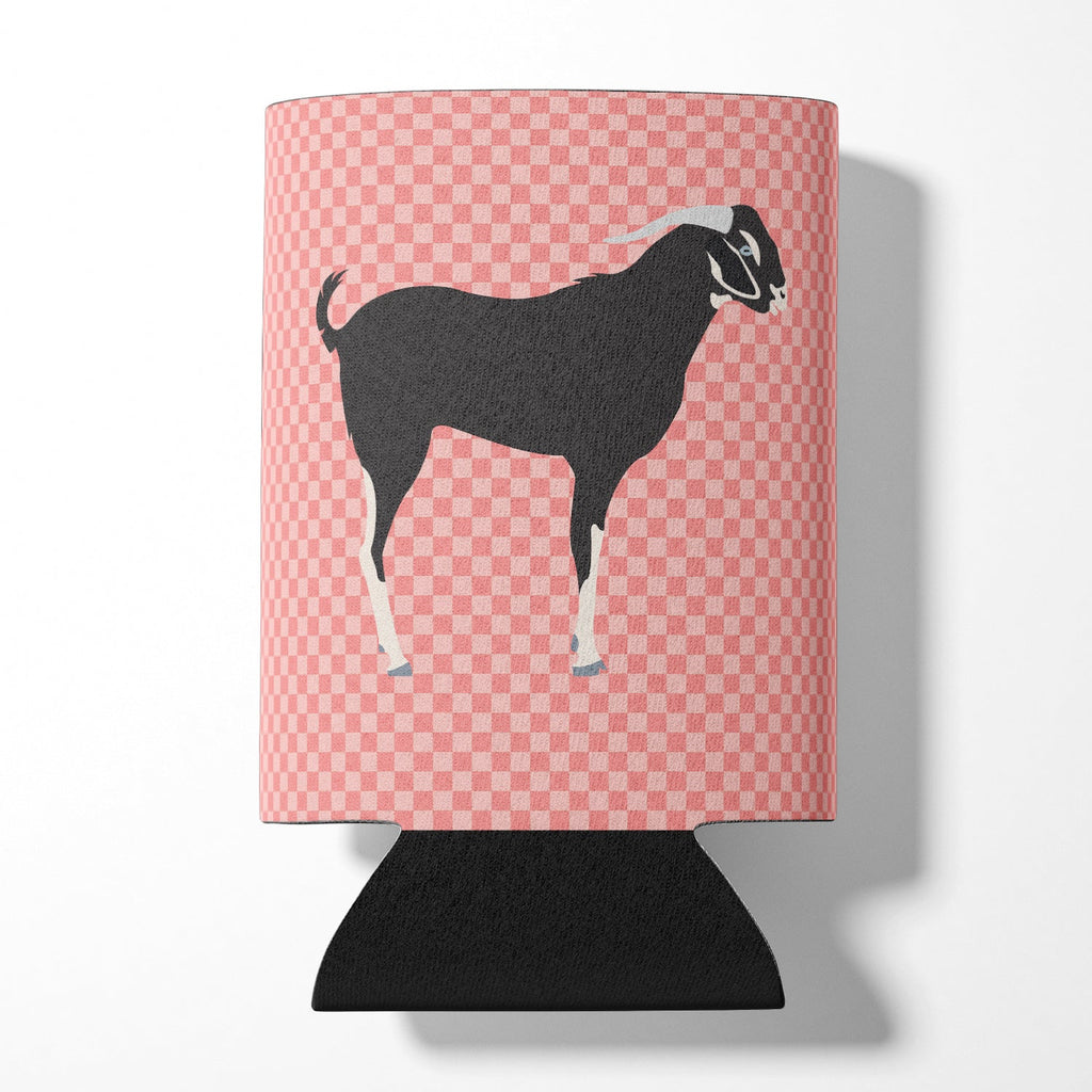 Black Bengal Goat Pink Check Can or Bottle Hugger Cooler Sleeve for Standard 12 oz Cans, Insulated Foam Beer & Soda Can Hugger Reusable