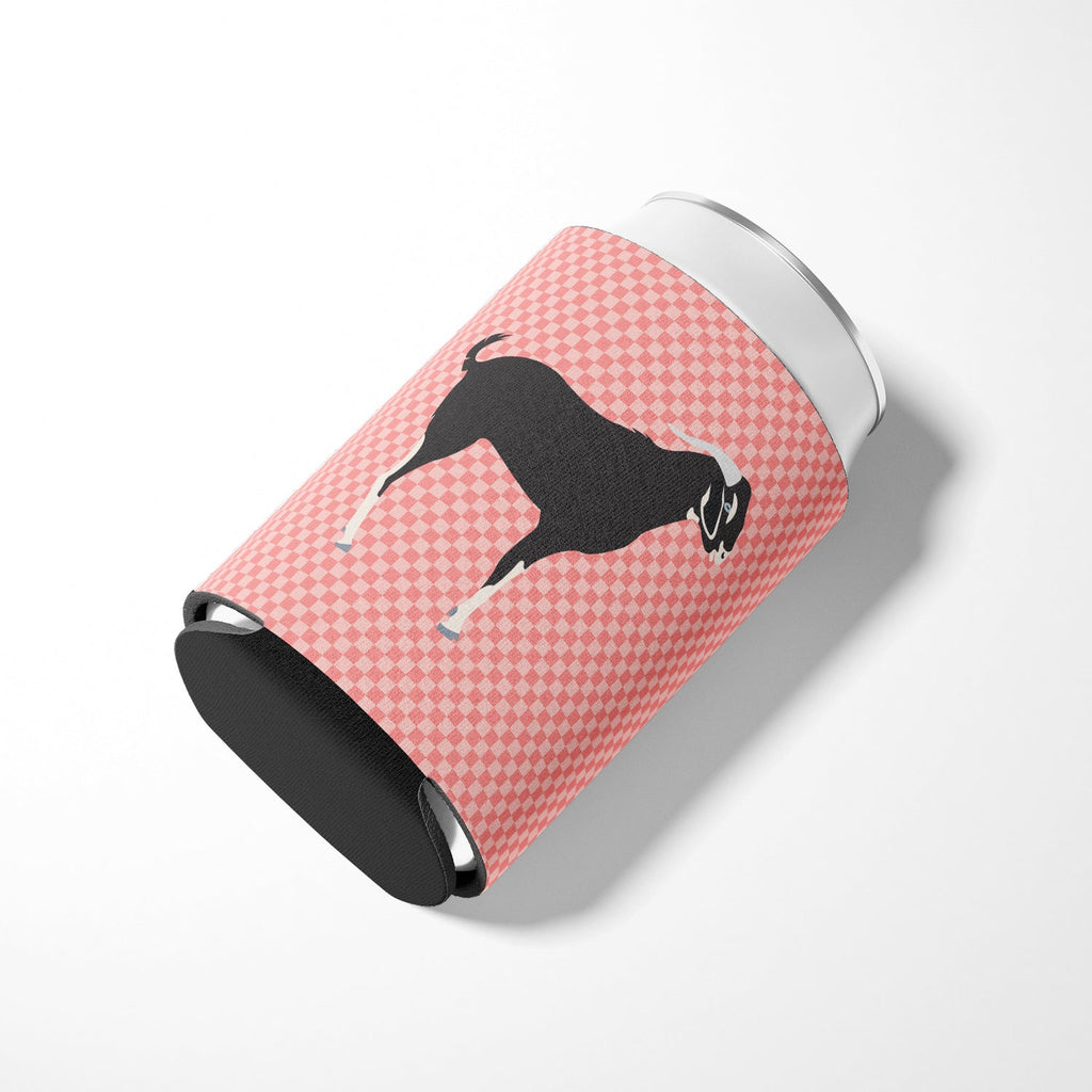 Black Bengal Goat Pink Check Can or Bottle Hugger Cooler Sleeve for Standard 12 oz Cans, Insulated Foam Beer & Soda Can Hugger Reusable
