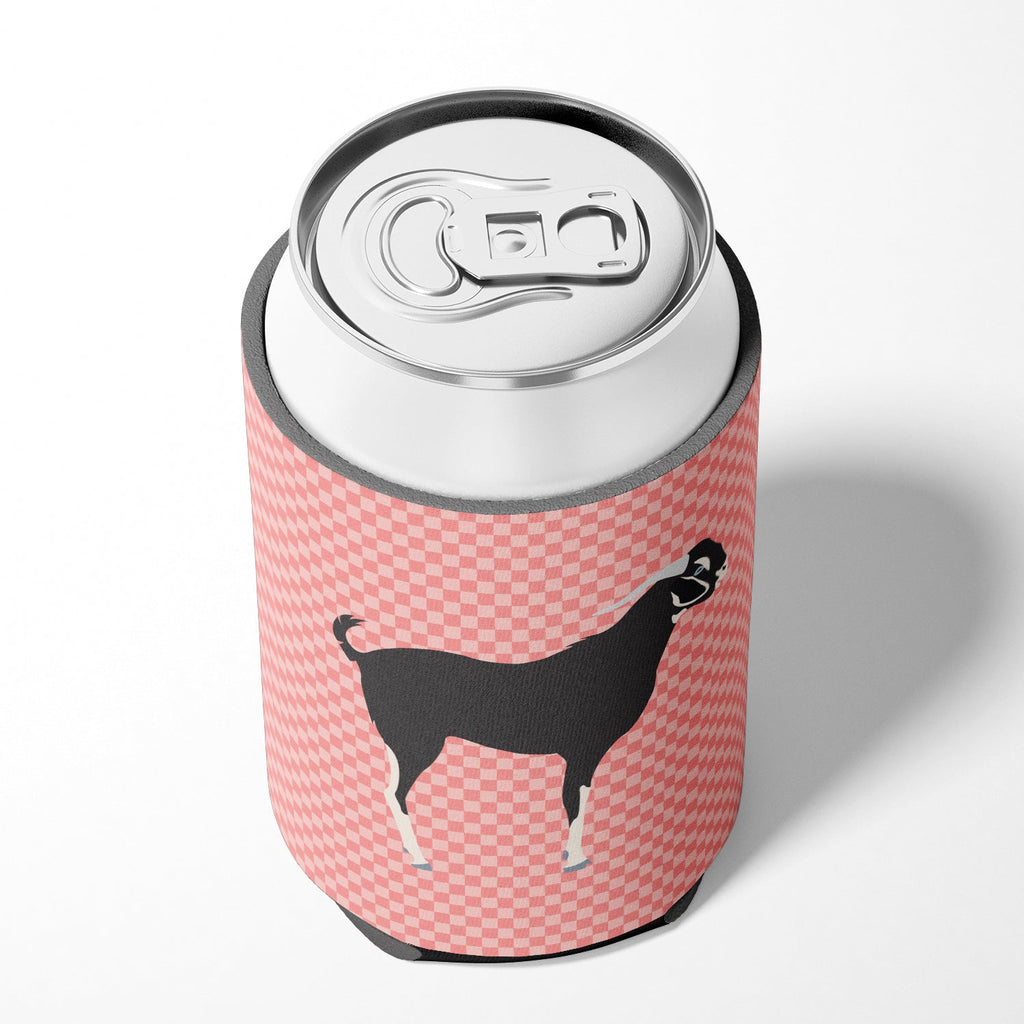 Black Bengal Goat Pink Check Can or Bottle Hugger Cooler Sleeve for Standard 12 oz Cans, Insulated Foam Beer & Soda Can Hugger Reusable