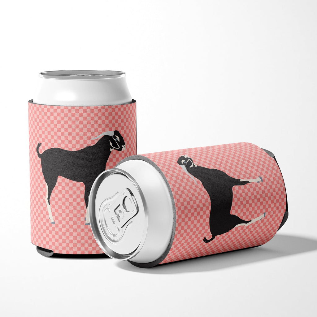 Black Bengal Goat Pink Check Can or Bottle Hugger Cooler Sleeve for Standard 12 oz Cans, Insulated Foam Beer & Soda Can Hugger Reusable