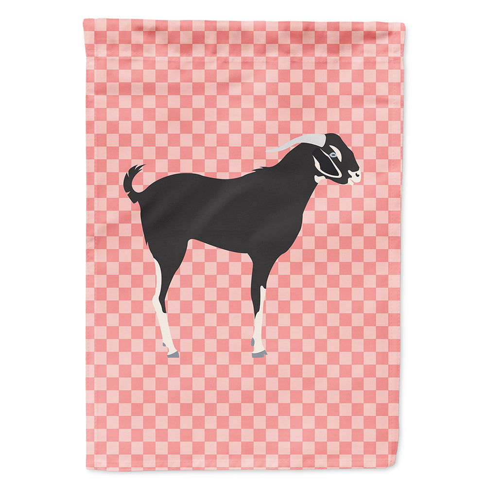 Black Bengal Goat Pink Check House Flag 28x40 Porch Sleeve Pole Decorative Outside Yard Banner Artwork Wall Hanging, Polyester