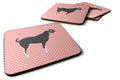 Black Bengal Goat Pink Check Foam Coasters Set of 4 Cup Coasters for Indoor Outdoor, Tabletop Protection, Anti Slip, Mouse pad Material