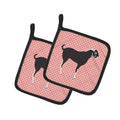 Black Bengal Goat Pink Check Pot Holder Set of 2 Heat Resistant Quilted Hot Pads 7.5 x 7.5 Inch, Insulated Kitchen Trivets for Cooking & Baking