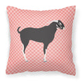 Black Bengal Goat Pink Check Decorative Throw Pillow 18x18 Indoor Outdoor Accent Cushion, Fabric Cover with Insert for Sofa, Bed, Porch & Living Room