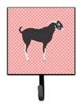 Black Bengal Goat Pink Check Leash or Key Holder Wall Hooks, Key Hooks Holder, Coat Rack Wall Mount, Coat Hooks, Hooks for Hanging Keys, Towels, Aprons, Leashes