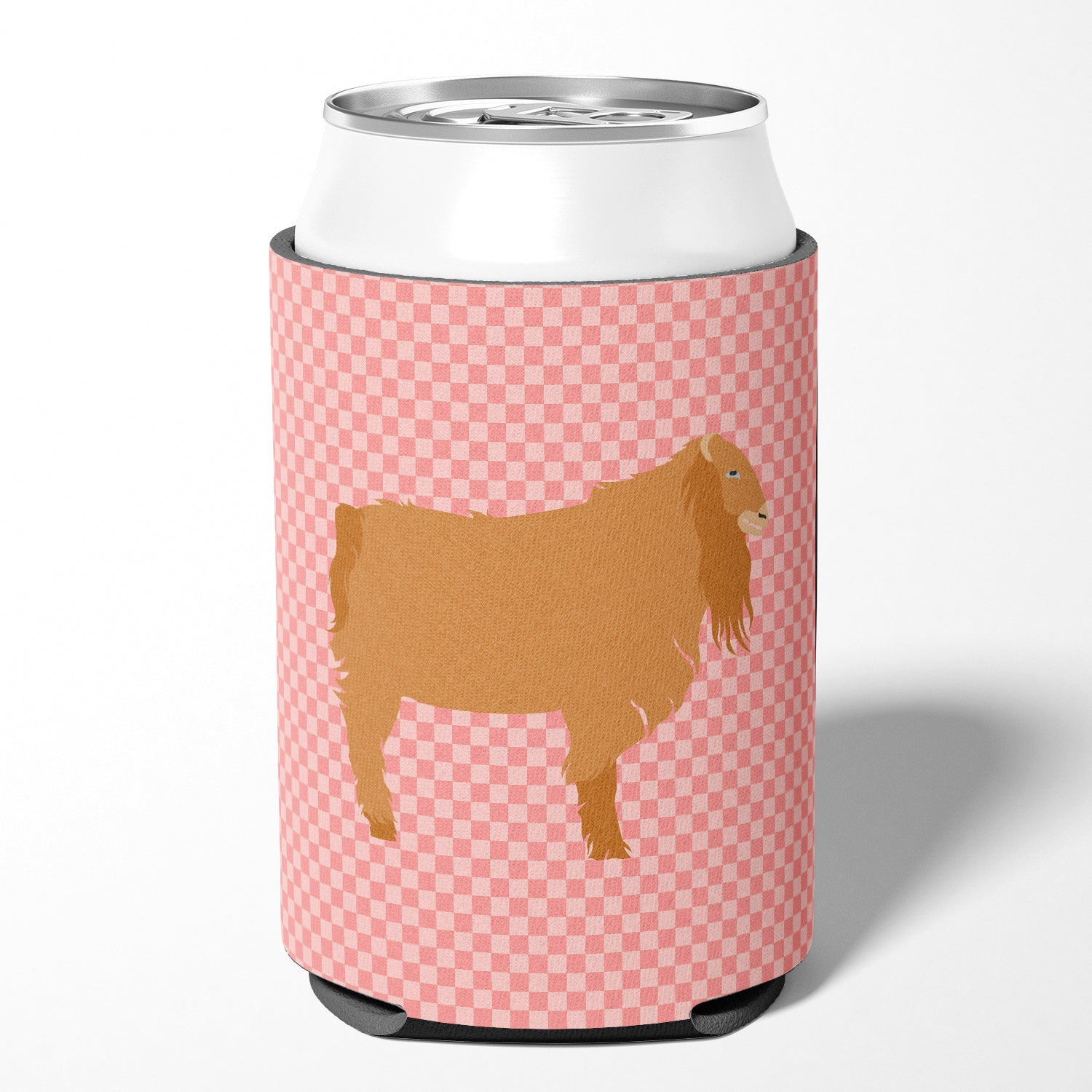 American Lamancha Goat Pink Check Can or Bottle Hugger Cooler Sleeve for Standard 12 oz Cans, Insulated Foam Beer & Soda Can Hugger Reusable