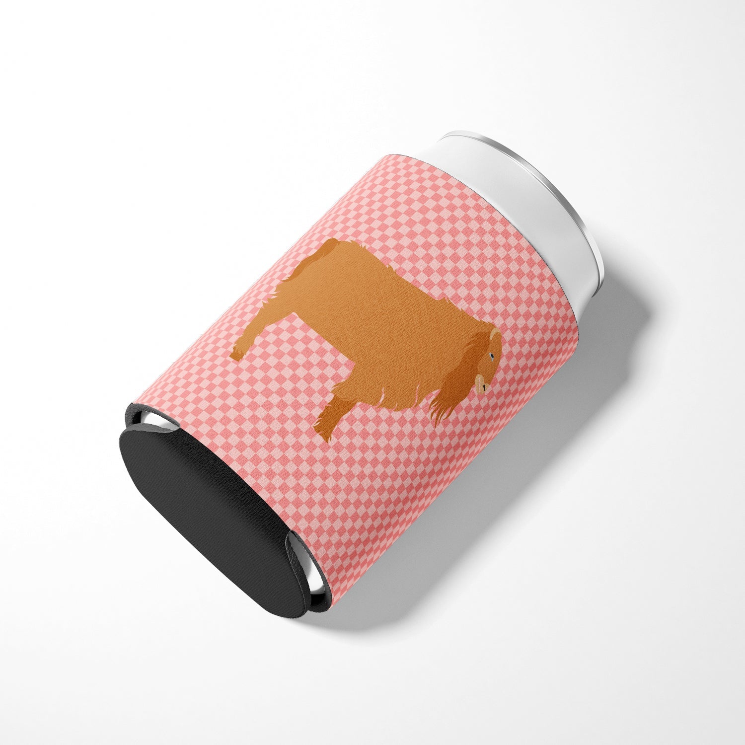 American Lamancha Goat Pink Check Can or Bottle Hugger Cooler Sleeve for Standard 12 oz Cans, Insulated Foam Beer & Soda Can Hugger Reusable