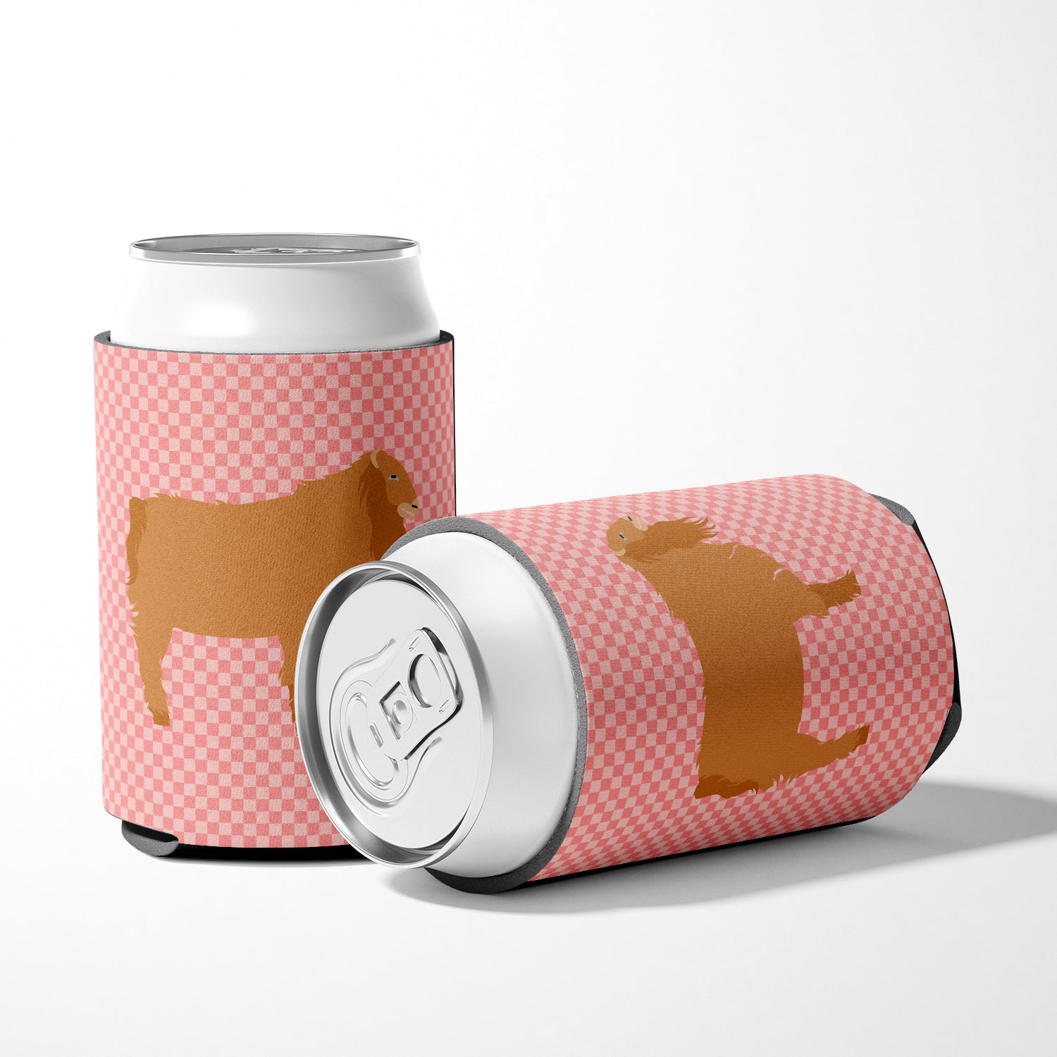 American Lamancha Goat Pink Check Can or Bottle Hugger Cooler Sleeve for Standard 12 oz Cans, Insulated Foam Beer & Soda Can Hugger Reusable
