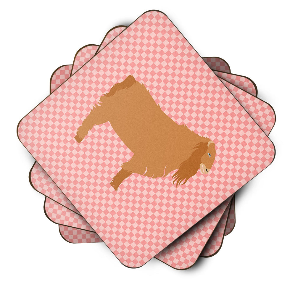 American Lamancha Goat Pink Check Foam Coasters Set of 4 Cup Coasters for Indoor Outdoor, Tabletop Protection, Anti Slip, Mouse pad Material