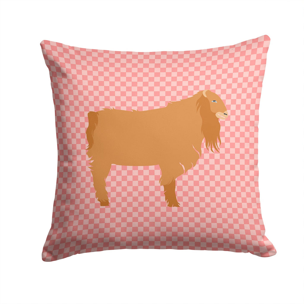 American Lamancha Goat Pink Check Decorative Throw Pillow 14x14 Indoor Outdoor Accent Cushion, Fabric Cover with Insert for Sofa, Bed, Porch & Living Room