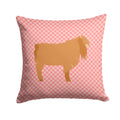 American Lamancha Goat Pink Check Decorative Throw Pillow 14x14 Indoor Outdoor Accent Cushion, Fabric Cover with Insert for Sofa, Bed, Porch & Living Room