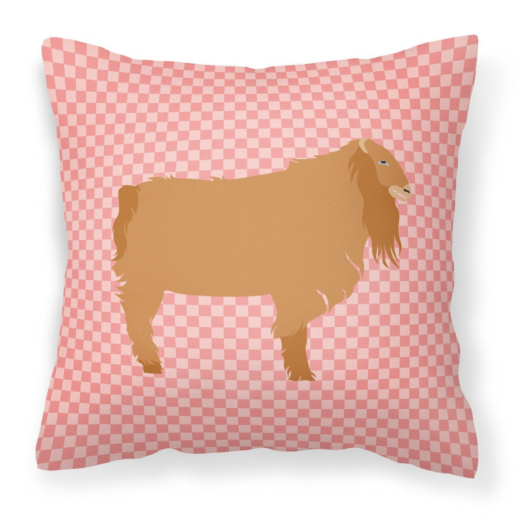 American Lamancha Goat Pink Check Decorative Throw Pillow 18x18 Indoor Outdoor Accent Cushion, Fabric Cover with Insert for Sofa, Bed, Porch & Living Room