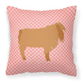 American Lamancha Goat Pink Check Decorative Throw Pillow 18x18 Indoor Outdoor Accent Cushion, Fabric Cover with Insert for Sofa, Bed, Porch & Living Room