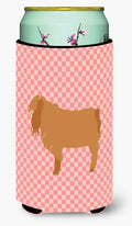 American Lamancha Goat Pink Check Tall Boy Hugger Can Cooler Sleeve Machine Washable Drink Collapsible Insulator Beverage Insulated Holder