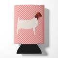 Boer Goat Pink Check Can or Bottle Hugger Cooler Sleeve for Standard 12 oz Cans, Insulated Foam Beer & Soda Can Hugger Reusable