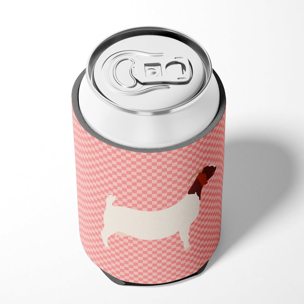 Boer Goat Pink Check Can or Bottle Hugger Cooler Sleeve for Standard 12 oz Cans, Insulated Foam Beer & Soda Can Hugger Reusable