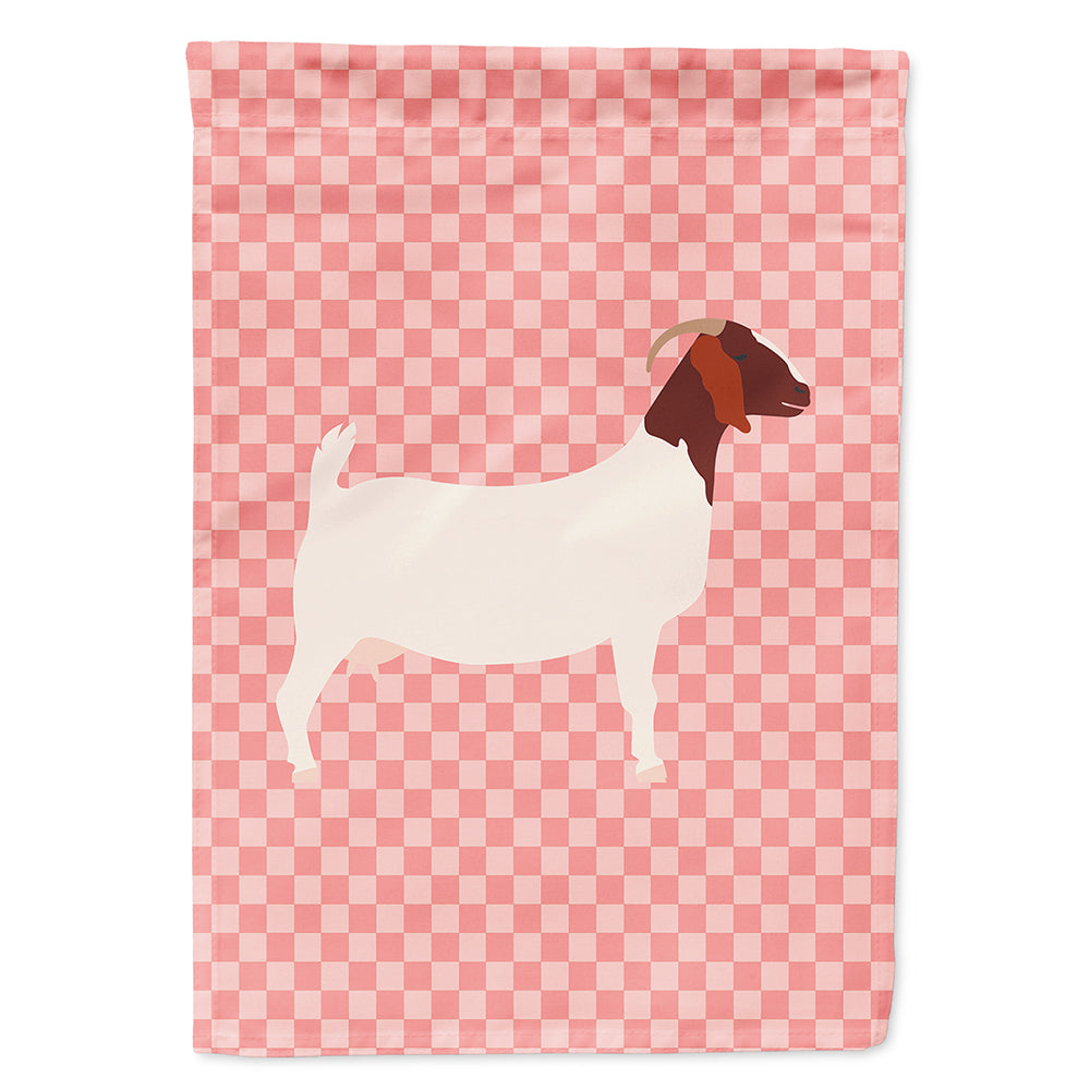Boer Goat Pink Check House Flag 28x40 Porch Sleeve Pole Decorative Outside Yard Banner Artwork Wall Hanging, Polyester