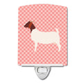 Boer Goat Pink Check Ceramic Night Light Compact, UL-Certified, Ideal for Bedroom, Bathroom, Nursery, Hallway, Kitchen, 6x4x3, Multicolor