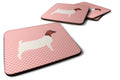 Boer Goat Pink Check Foam Coasters Set of 4 Cup Coasters for Indoor Outdoor, Tabletop Protection, Anti Slip, Mouse pad Material