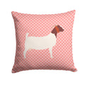 Boer Goat Pink Check Decorative Throw Pillow 14x14 Indoor Outdoor Accent Cushion, Fabric Cover with Insert for Sofa, Bed, Porch & Living Room