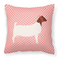 Boer Goat Pink Check Decorative Throw Pillow 18x18 Indoor Outdoor Accent Cushion, Fabric Cover with Insert for Sofa, Bed, Porch & Living Room