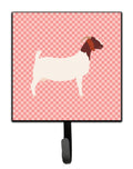Boer Goat Pink Check Leash or Key Holder Wall Hooks, Key Hooks Holder, Coat Rack Wall Mount, Coat Hooks, Hooks for Hanging Keys, Towels, Aprons, Leashes
