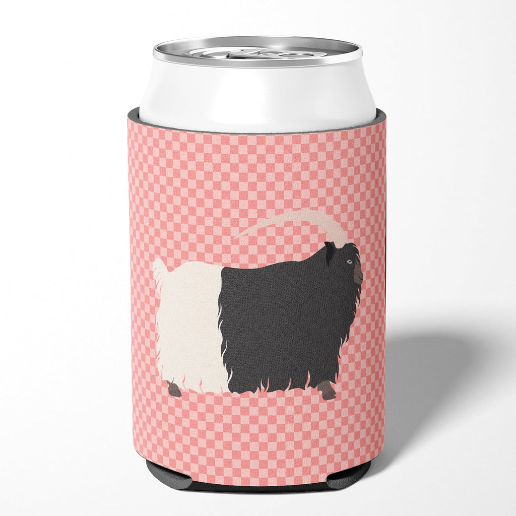 Welsh Black-Necked Goat Pink Check Can or Bottle Hugger Cooler Sleeve for Standard 12 oz Cans, Insulated Foam Beer & Soda Can Hugger Reusable