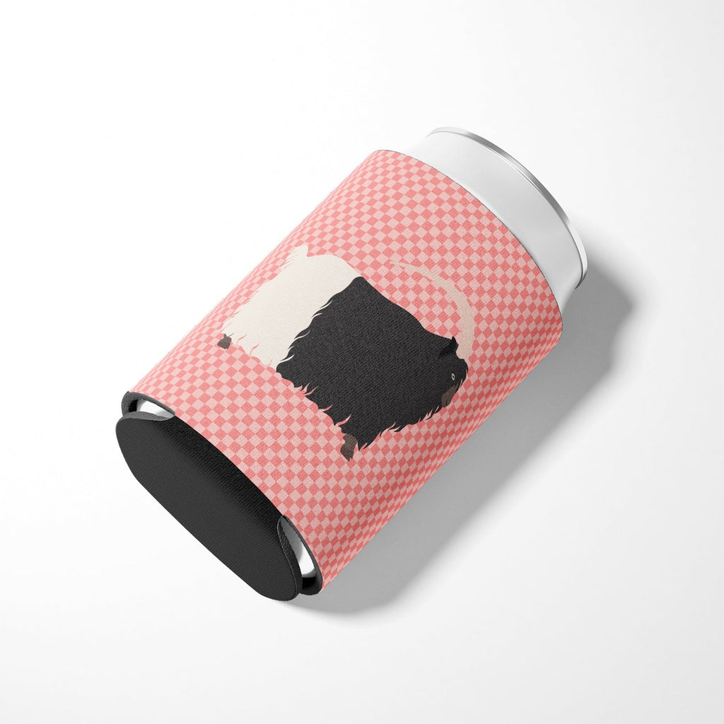 Welsh Black-Necked Goat Pink Check Can or Bottle Hugger Cooler Sleeve for Standard 12 oz Cans, Insulated Foam Beer & Soda Can Hugger Reusable