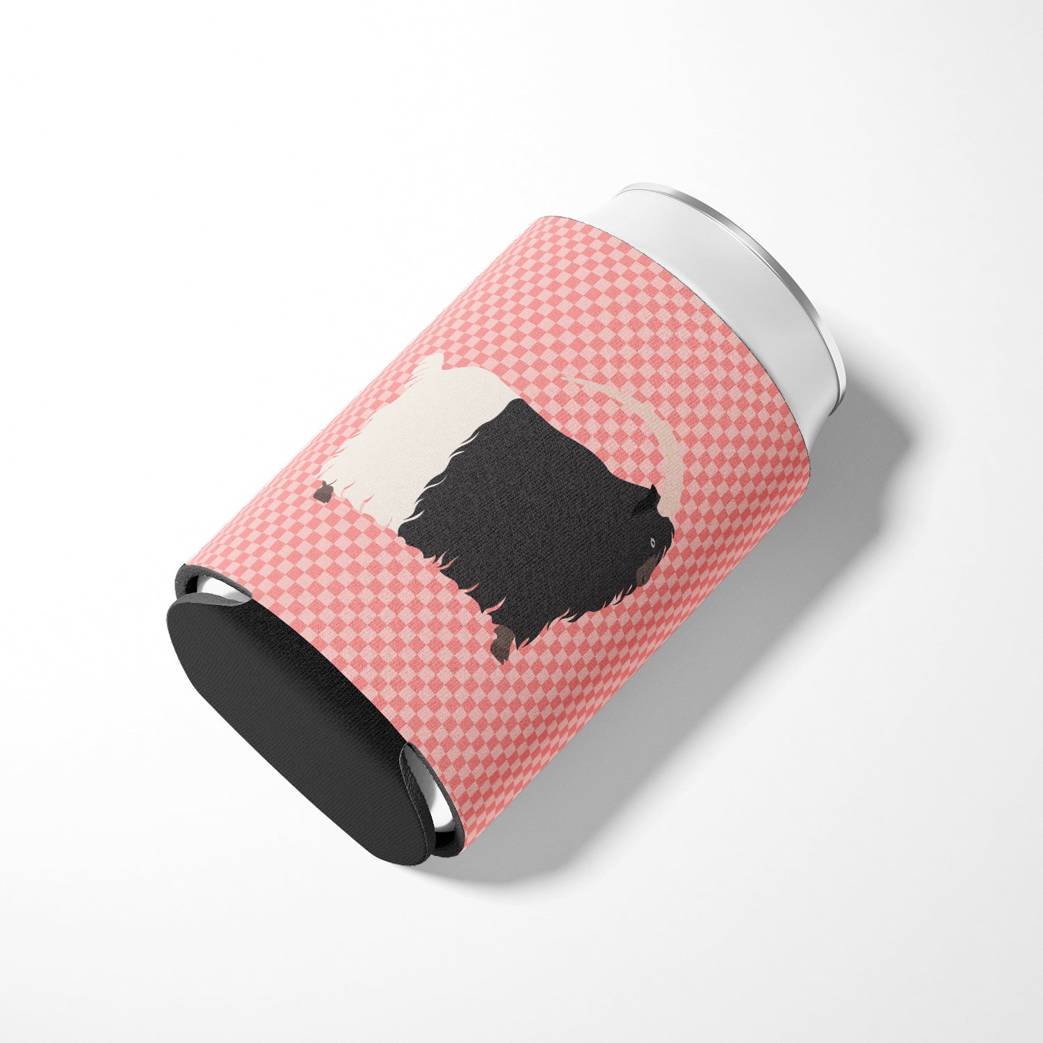 Welsh Black-Necked Goat Pink Check Can or Bottle Hugger Cooler Sleeve for Standard 12 oz Cans, Insulated Foam Beer & Soda Can Hugger Reusable