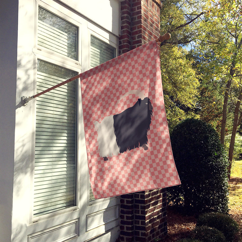 Welsh Black-Necked Goat Pink Check House Flag 28x40 Porch Sleeve Pole Decorative Outside Yard Banner Artwork Wall Hanging, Polyester