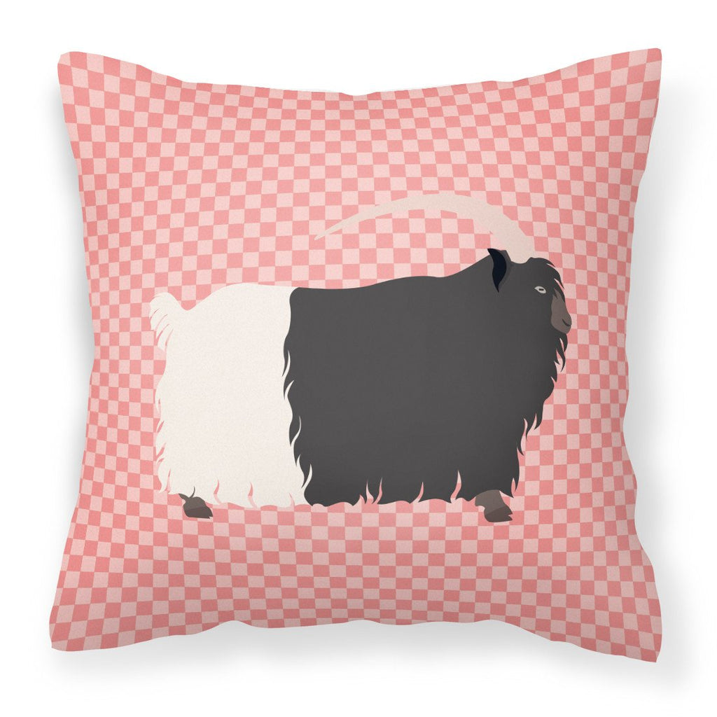 Welsh Black-Necked Goat Pink Check Decorative Throw Pillow 18x18 Indoor Outdoor Accent Cushion, Fabric Cover with Insert for Sofa, Bed, Porch & Living Room