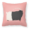 Welsh Black-Necked Goat Pink Check Decorative Throw Pillow 18x18 Indoor Outdoor Accent Cushion, Fabric Cover with Insert for Sofa, Bed, Porch & Living Room