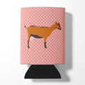 Oberhasli Goat Pink Check Can or Bottle Hugger Cooler Sleeve for Standard 12 oz Cans, Insulated Foam Beer & Soda Can Hugger Reusable