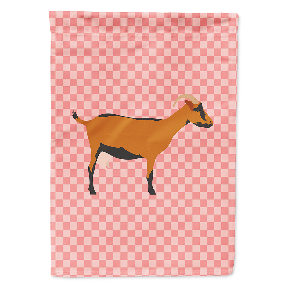 Oberhasli Goat Pink Check House Flag 28x40 Porch Sleeve Pole Decorative Outside Yard Banner Artwork Wall Hanging, Polyester